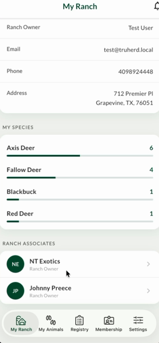 My Ranch dashboard