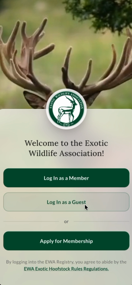 EWA app welcome screen